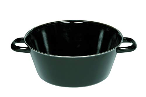 Riess, 0370-022, Schmalzpfanne halbtief 20, CLASSIC - SCHWARZEMAILLLE, Durchmesser 20 cm, Höhe 9,3 cm, Inhalt 1,0 Liter, Emaille, schwarz, Induktion im Sale