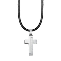 Thumbnail for s.Oliver Kette mit Anhänger Edelstahl Leder Jungen Kinder Halsschmuck, 40+3 cm, Silber, Kreuz, Kommt in Schmuck Geschenk Box, im Sale