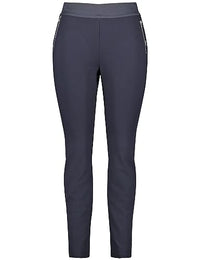 Thumbnail for Samoon Damen Stretchhose Lucy unifarben reguläre Länge Marine 46 im Sale