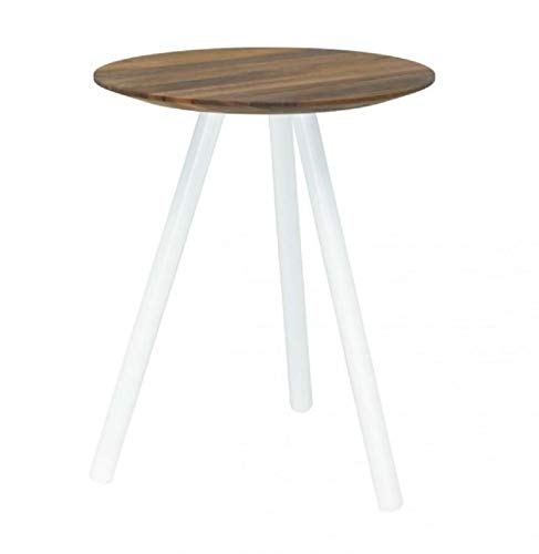 Jan Kurtz, Pit, Beistelltisch, Gestell weiß, Platte Nussbaum, Ø40cm x Höhe 41cm im Sale