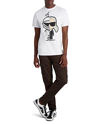 KARL LAGERFELD Herren Karl Knight Printed Graphic Tee T-Shirt, Weiss/opulenter Garten, im Sale