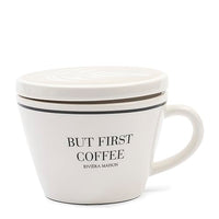 Thumbnail for Riviera Maison white storage container, cookie jar, decorative pot, soup bowl, with text - But First Coffee Storage Jar - Porcelain - (LxWxH) 18x16x12.5 on sale