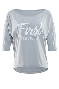 Thumbnail for WINSHAPE Damen Ultra Leichtes Modal-3/4-arm Mcs001 Mit Weißem „first Need Coffee” Glitzer-aufdruck T-Shirt, Mint-weiss, EU im Sale