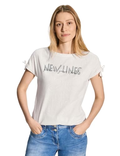 CECIL Damen B321779 T-Shirt mit Burn-Out Muster, Vanilla White, X-Large im Sale