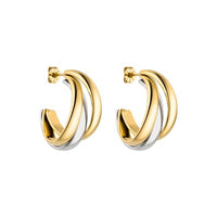 Thumbnail for Purelei Cascade Earrings, Open Hoop Earrings in Three Layers for Women Made of Stainless Steel, Trendy Waterproof Hoop Earrings, 20 mm Inner Diameter (Bicolor) on Sale