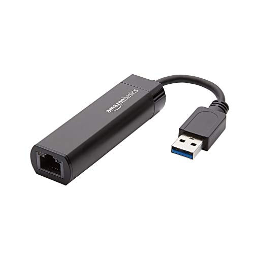 Amazon Basics USB 3.0 to 10/100/1000 Gigabit Ethernet Internet Adapter, Black, 1 Pack
