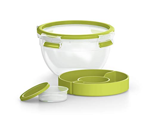 Emsa 518097 Clip & Go Salatbox | 1,0 | Mit Einsätzen für Toppings und Dressing | To Go | 100 % dicht | Frische Dichtung, Grün im Sale