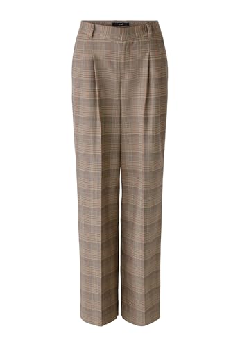 Oui Damen Bundfaltenhose mit Viskose und Baumwolle Loose/Comfort fit Kariert Business, Freizeit Mischgewebe im Sale