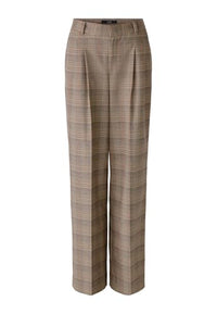 Thumbnail for Oui Damen Bundfaltenhose mit Viskose und Baumwolle Loose/Comfort fit Kariert Business, Freizeit Mischgewebe im Sale