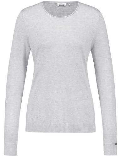 Gerry Weber Damen Langarmpullover aus nachhaltigem Feinstrick Langarm, mit Schlitz unifarben, Melange Silver Grey Melange 46 im Sale