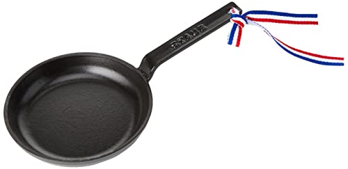 STAUB Mini Frying Pan/Serving Pan/Casserole Dish, 12 cm, 0.15 L, with matte black enamel inside the pan, for all hob types including induction and oven, Black on Sale