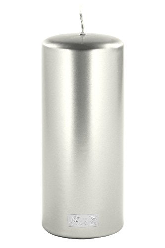 Fink Candle Stumpenkerze Metallic aus Paraffin in der Farbe Silber, Maße: 8cm x 8cm x 20cm, 123758 im Sale