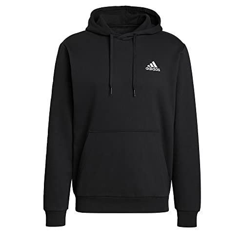 adidas Herren Essentials Fleece Hoodie, Black / White, im Sale