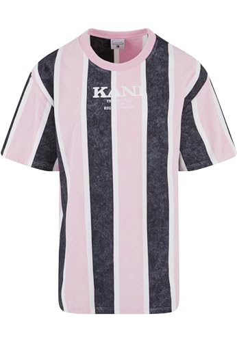 Karl Kani Herren KM242-005-2 Retro Washed Stripe Tee Rose/Grey/White im Sale