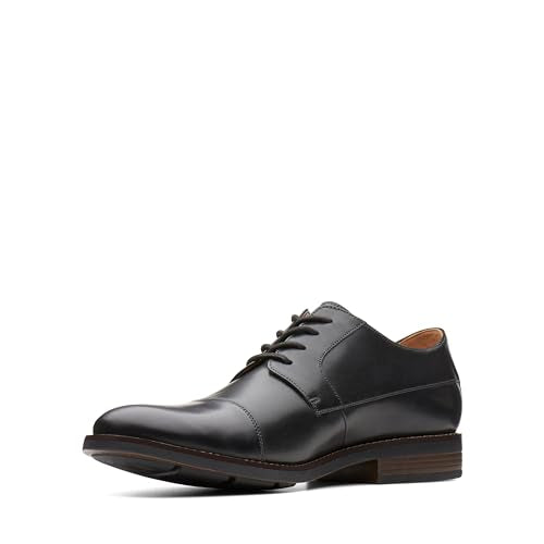 Clarks Herren Becken Cap Derbys, Schwarzes Leder, 42.5 EU im Sale