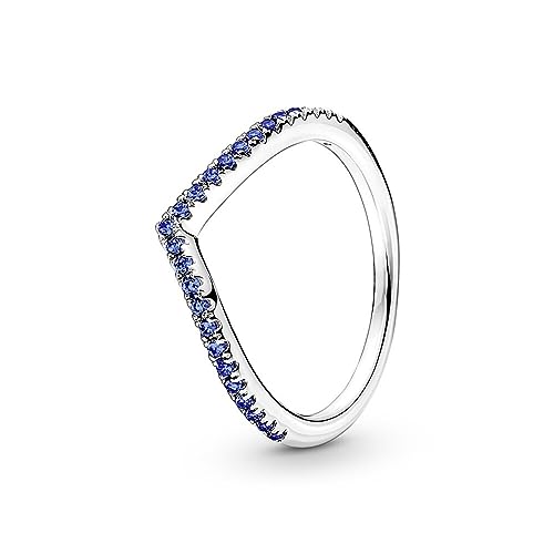 PANDORA Ring Timeless Funkelnder Wunsch Silber, blaue Kristalle 196316C02 54 im Sale