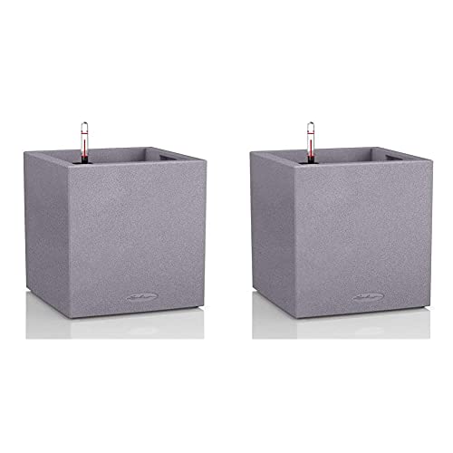 Lechuza Canto Stone Low 40, Hochwertiger Kunststoff, Inkl. Bewässerungssystem & Canto Stone Low 30, steingrau, Hochwertiger Kunststoff, Inkl. Bewässerungssystem, Herausnehmbarer Pflanzeinsatz im Sale