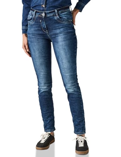 CECIL Damen B376494 Jeans Im Slim Fit, Mid Blue Wash, 34W / 28L EU im Sale