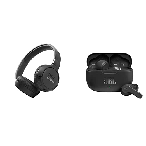 JBL Tune 660 BTNC On-Ear Active Noise Cancelling Headphones – Black &amp; Wave 200 TWS True Wireless In-Ear Bluetooth Headphones in Black – Wireless Earbuds with Integrated Microphone – Including Charging Case on Sale