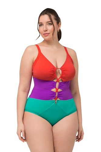Ulla Popken Damen Lisa, Colourblock Badeanzug, Helles Seegrün, 50 im Sale