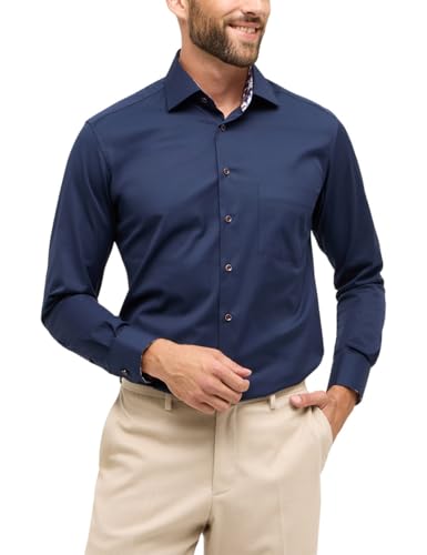 ETERNA Modern Fit Cover Hemd Langarm Blickdicht Twill Nachtblau im Sale