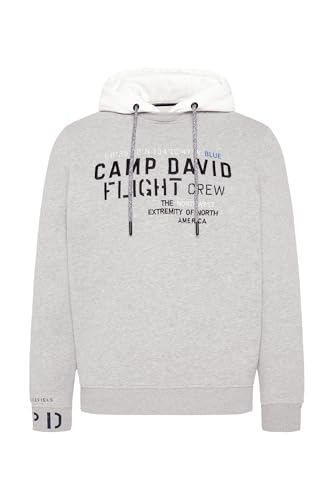 Camp David Herren Sweatshirt mit Kontrastkapuze und Logo-Stickereien Granite Melange 4 im Sale