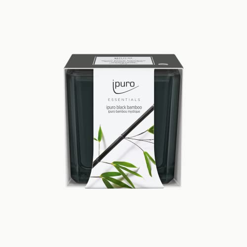 ipuro - decorative black bamboo scented candle - minimalist &amp; puristic scented candles in a glass - intense with green woody notes - stylish candle 125 g, clear