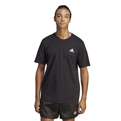 adidas Herren Essentials Single Jersey Embroidered Small Logo Tee, Black, im Sale