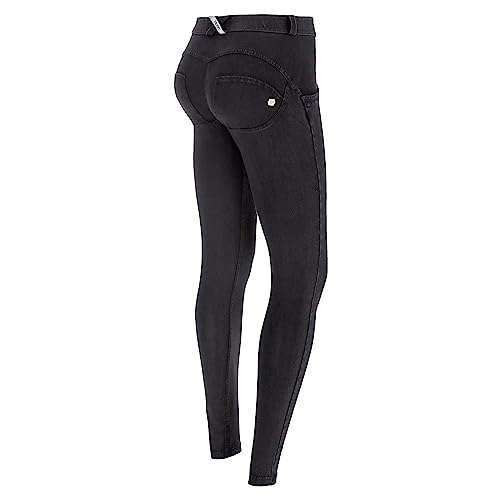 Freddy WR.UP Women's Push-Up Jeans - Regular Waist Super Skinny - Black - Black Seams on Sale