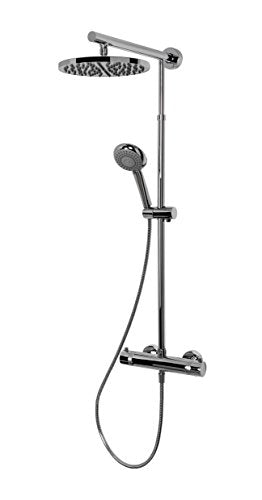 Schulte Duschsystem mit Sicherheits-Thermostat, Kopfbrause rund, Chrom, Korpus aus Messing, Duschmaster Rain mit Regendusche, D9640 02 im Sale