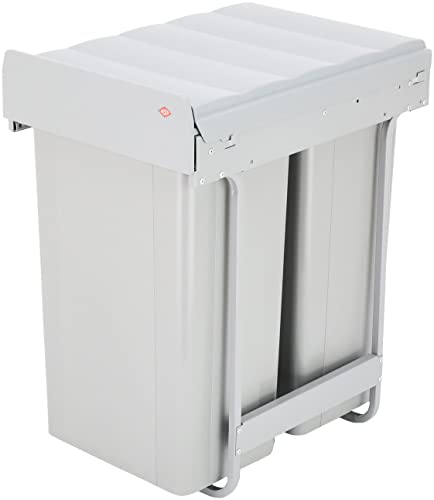 WESCO Bio-Double 40 DT-32 built-in waste bin, 338 x 585 x 485 mm, 2 x 32 L, aluminum grey, 1 piece, 757812-85