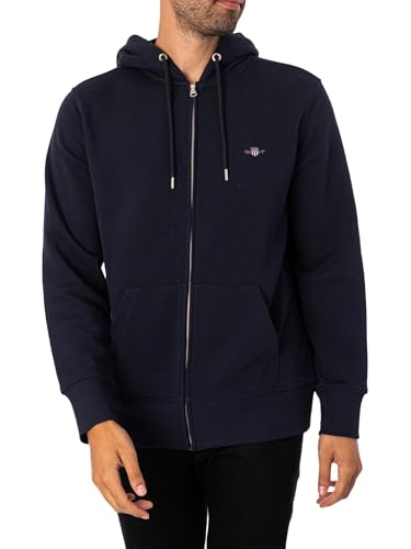 Gant Herren Reg Shield Full Zip Hoodie Kapuzenpullover, Evening Blue, 3XL EU im Sale