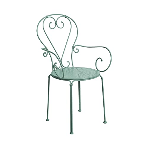 BUTLERS Garden Chair with Armrests -Century- Patio Chair made of Iron, White Lacquered in a Matte Finish | Indoor Outdoor Weatherproof Furniture for Balcony, Patio, Garden on Sale