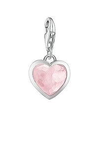 Thumbnail for Thomas Sabo Damen Charm-Anhänger Herz Rosenquarz Charm Club 925 Sterling Silber 1361-034-9 im Sale