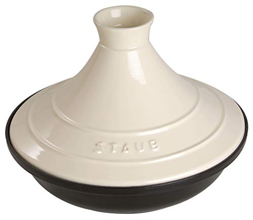 Staub Tajine mit Sockel aus Gusseisen, Deckel aus Keramik, 28 cm, schwarz/creme im Sale
