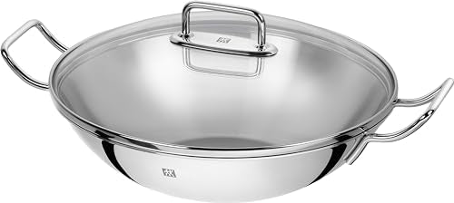 ZWILLING Plus Wok, including glass lid and removable grid insert, suitable for induction cookers, uncoated, Ø 32 cm, stainless steel, silver on sale