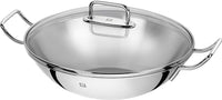 Thumbnail for ZWILLING Plus Wok, including glass lid and removable grid insert, suitable for induction cookers, uncoated, Ø 32 cm, stainless steel, silver on sale
