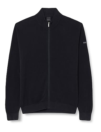 bugatti Herren Strickjacke Regular Fit Reißverschluss Basic Baumwolle Stehkragen im Sale