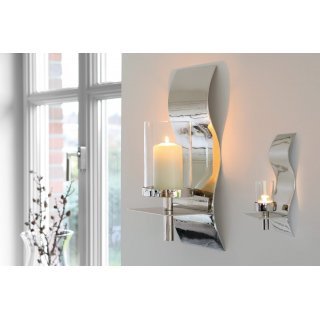 Fink - Wave - Wandleuchter mit Glas - Kerzenhalter - vernickelt - Höhe 51 cm - Breite 18 cm im Sale