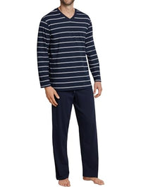 Thumbnail for Schiesser Herren Schlafanzug lang - Nightwear Set, Blau_159633, 110 Tall im Sale