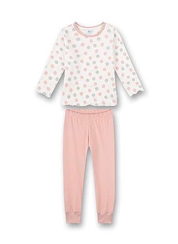 Sanetta Mädchen-Schlafanzug lang Weiß Dots-Allover | Hochwertiger und bequemer Schlafanzug aus Baumwolle für Mädchen. Pyjamaset für Mädchen 104 im Sale