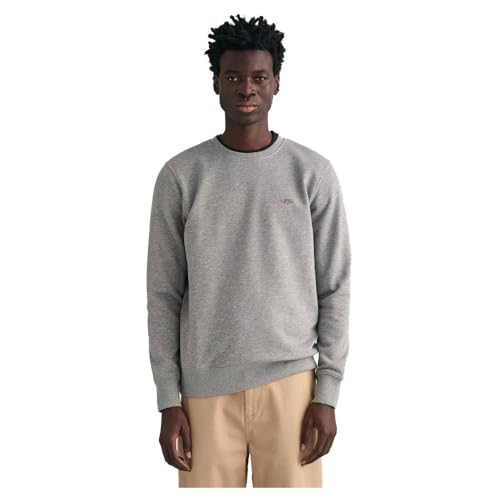 Gant Herren Reg Shield C-Neck Sweatshirt, Grey Melange, EU im Sale