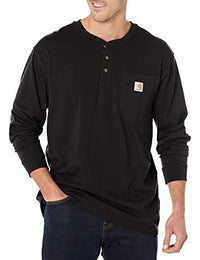 Thumbnail for Carhartt Herren Loose Fit, schweres, langärmliges Pocket Henley-T-Shirt, Marineblau, im Sale