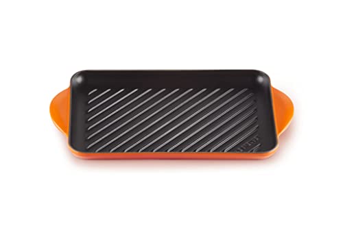 Le Creuset Rechteckige Grillplatte aus Gusseisen, 32 cm, Für alle Herdarten inkl. Induktion geeignet, Ofenrot, 20202320900460 im Sale