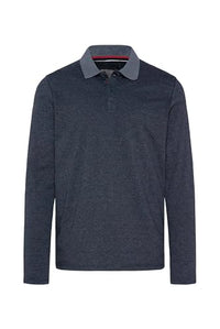 Thumbnail for Camp David Herren Langarmpolo mit feinem Streifen-Dessin Blue Navy 4 im Sale