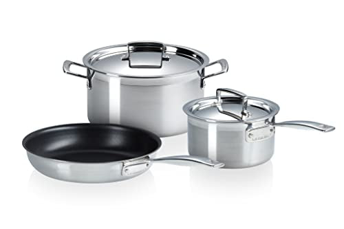 Le Creuset 3-piece cookware set made of 3-ply stainless steel, 53810000010001 on sale