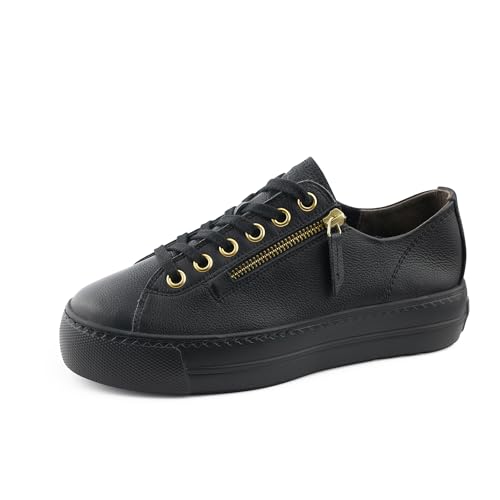 Paul Green Women's Pauls, women's low-top sneakers, street shoes, sports shoes, casual shoes, trainers, running shoes, lace-ups, black (BLACK/Gold), 40.5 on sale