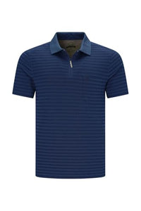 Thumbnail for hajo polo shirt short sleeve shirt Soft Knit 20105 600 blue striped, men's sale