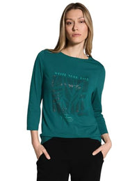 Thumbnail for CECIL Damen B322480 Shirt Mit Glitzer-Motiv, Petrol Green,  EU im Sale