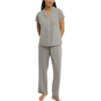 Thumbnail for Laura Ashley Damen Pyjamas 2-teiliges Baumwollmischung Kerbkragen Button-Down-Pyjama-Set, Grauer Punkt, , Grey Dot, im Sale